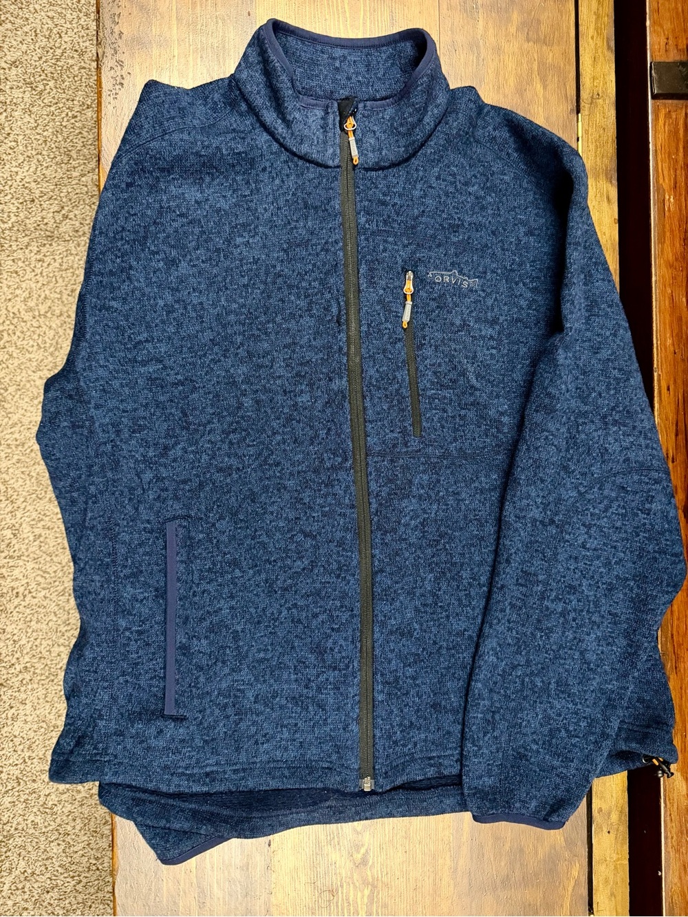 Orvis Men's Heather Navy Full-Zip Sweater Jacket